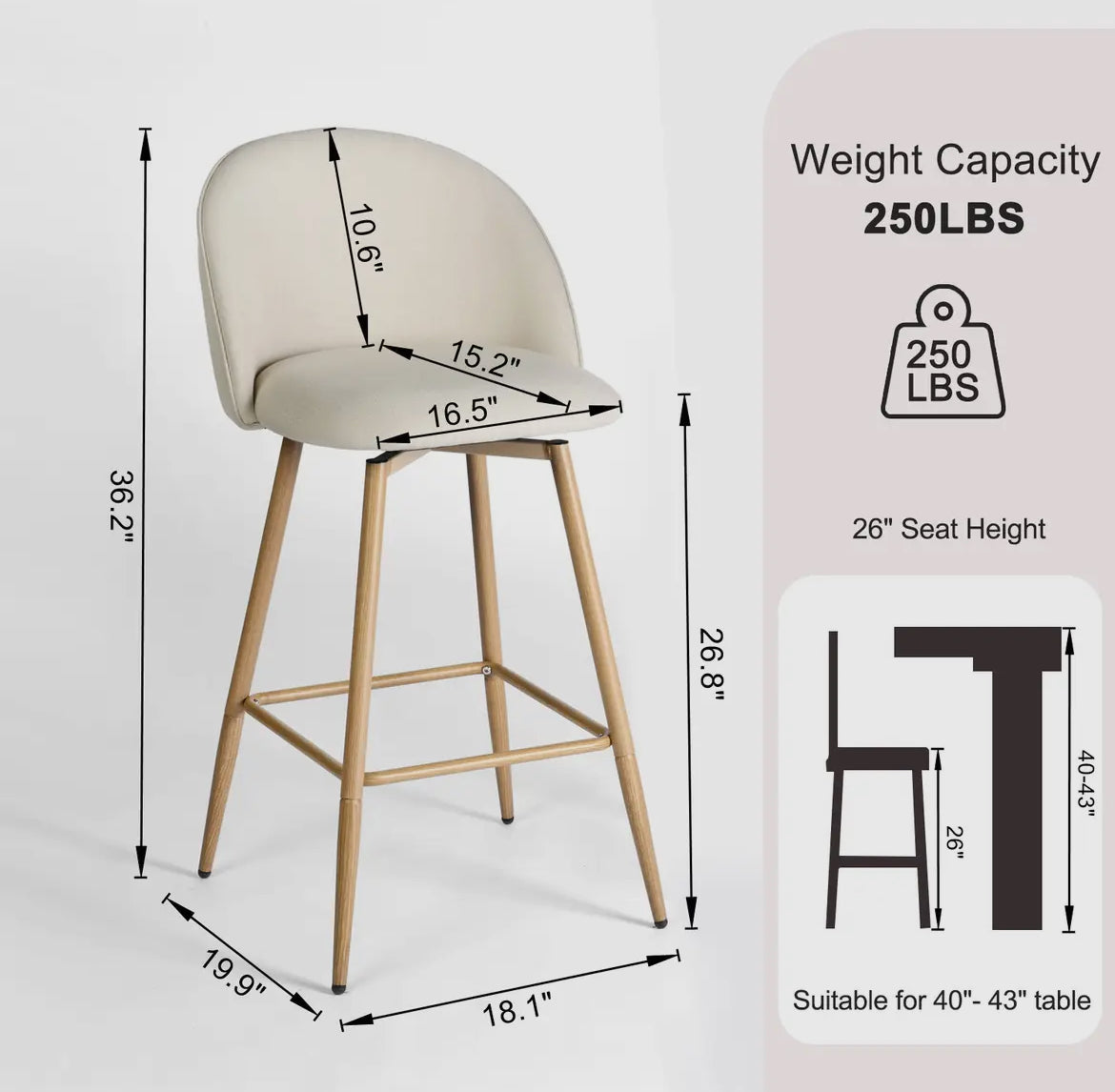 Beige Swivel Counter Stools