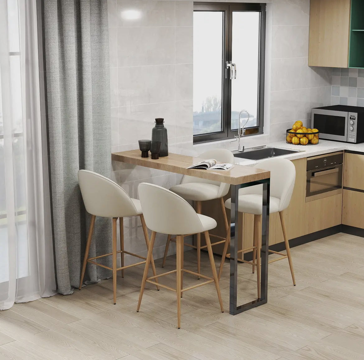 Beige Swivel Counter Stools